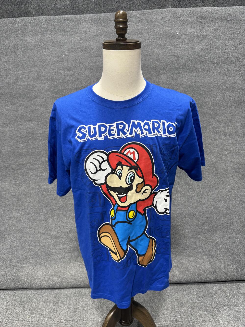 Super Mario Shirt Mens Large Blue Nintendo Video Game Graphic T-Shirt Tee